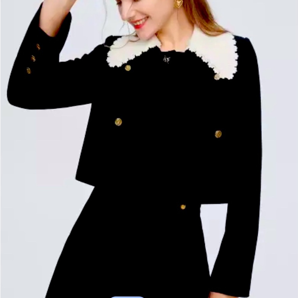Cropped blazer ,  fashion Double detachable collar blazer , woman’s suits ,